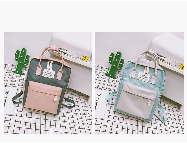 Women Canvas Backpacks Candy Color Waterproof Bags