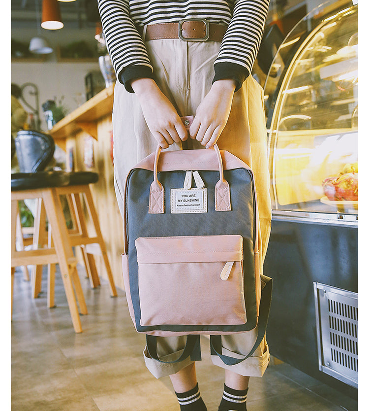 Women Canvas Backpacks Candy Color Waterproof Bags