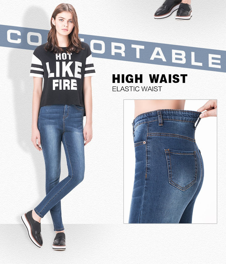 High Waist Jeans Woman High Elastic Pencil Pants