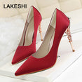 Metal Carved Heels Shoes Women Pumps