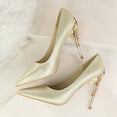 Metal Carved Heels Shoes Women Pumps