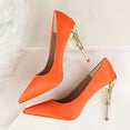 Metal Carved Heels Shoes Women Pumps