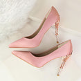 Metal Carved Heels Shoes Women Pumps