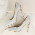 Metal Carved Heels Shoes Women Pumps