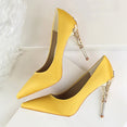 Metal Carved Heels Shoes Women Pumps