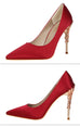 Metal Carved Heels Shoes Women Pumps