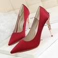 Metal Carved Heels Shoes Women Pumps