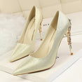 Metal Carved Heels Shoes Women Pumps