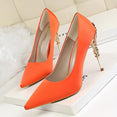 Metal Carved Heels Shoes Women Pumps