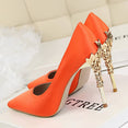 Metal Carved Heels Shoes Women Pumps