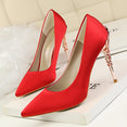 Metal Carved Heels Shoes Women Pumps