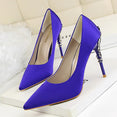 Metal Carved Heels Shoes Women Pumps