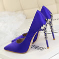 Metal Carved Heels Shoes Women Pumps