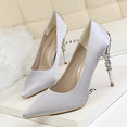 Metal Carved Heels Shoes Women Pumps