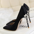 Metal Carved Heels Shoes Women Pumps