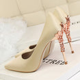 Metal Carved Heels Shoes Women Pumps