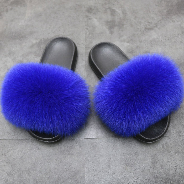 Women Warm Fox Fur Flip Flop