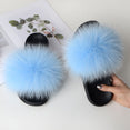 Women Warm Fox Fur Flip Flop