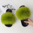 Women Warm Fox Fur Flip Flop