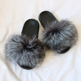 Women Warm Fox Fur Flip Flop