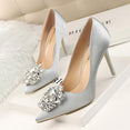 Crystal High Heel Pointed Toe Thin Heels Pumps