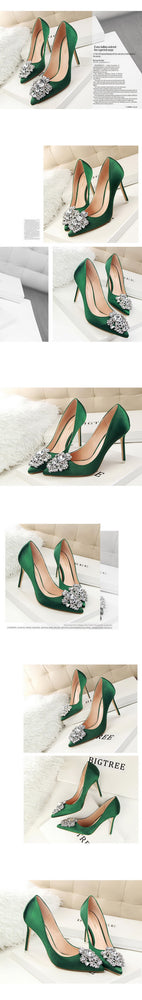 Crystal High Heel Pointed Toe Thin Heels Pumps