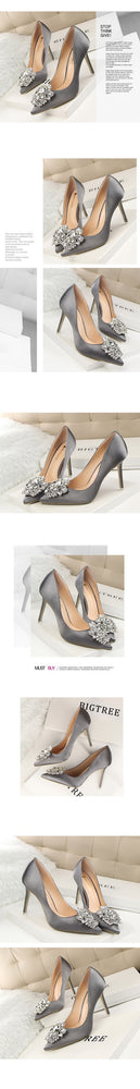 Crystal High Heel Pointed Toe Thin Heels Pumps