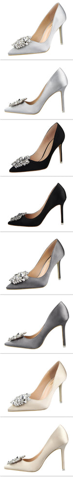 Crystal High Heel Pointed Toe Thin Heels Pumps