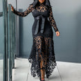 Vintage Party Sexy Mesh Hollow Lace Long Dress