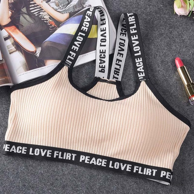 Letter Sports Push Up Fitness Running Yoga Bra