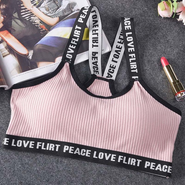 Letter Sports Push Up Fitness Running Yoga Bra