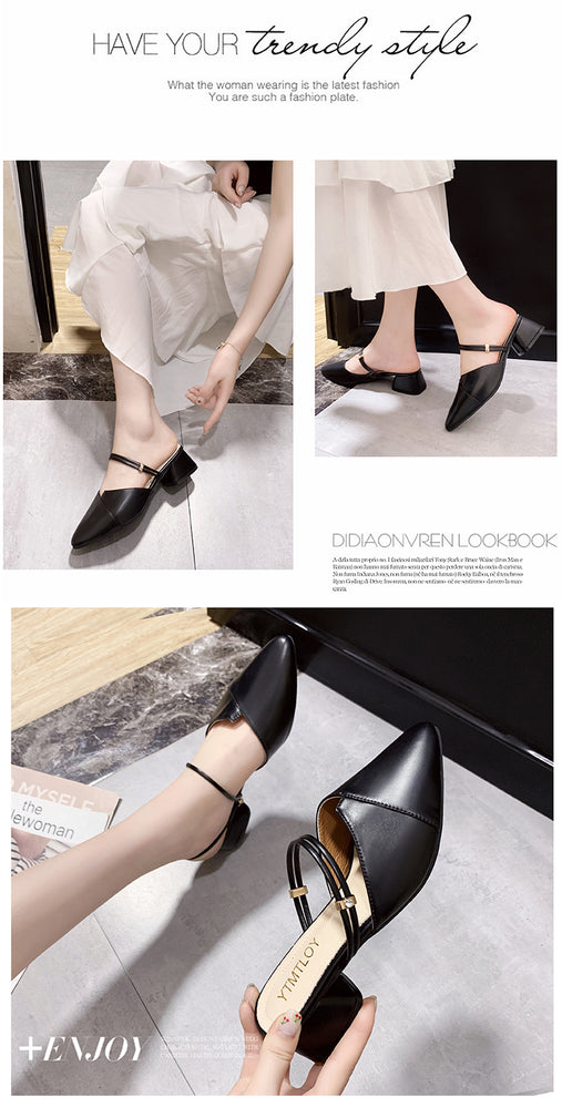 Party Women Mules Pointed Toe Block Slipper