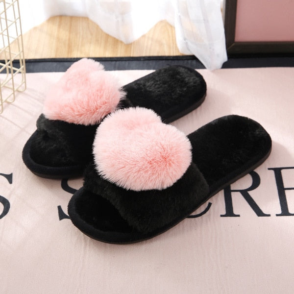 Love Heart Cotton Non-Slip Slippers