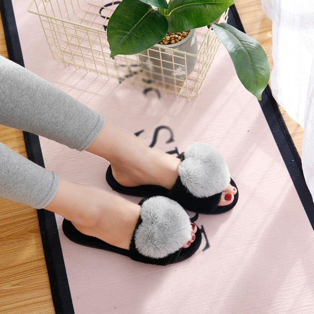 Love Heart Cotton Non-Slip Slippers