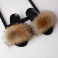 Real Fox Fur Slides Home Furry Flat Slippers