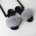 Real Fox Fur Slides Home Furry Flat Slippers