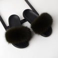 Real Fox Fur Slides Home Furry Flat Slippers