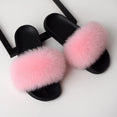 Real Fox Fur Slides Home Furry Flat Slippers