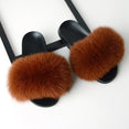 Real Fox Fur Slides Home Furry Flat Slippers