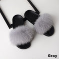 Real Fox Fur Slides Home Furry Flat Slippers