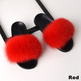 Real Fox Fur Slides Home Furry Flat Slippers