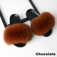 Real Fox Fur Slides Home Furry Flat Slippers