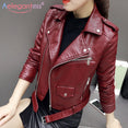 Leather Women Fashion Zipper Motorcycle Jacket