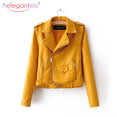 Leather Women Fashion Zipper Motorcycle Jacket