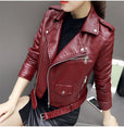 Leather Women Fashion Zipper Motorcycle Jacket