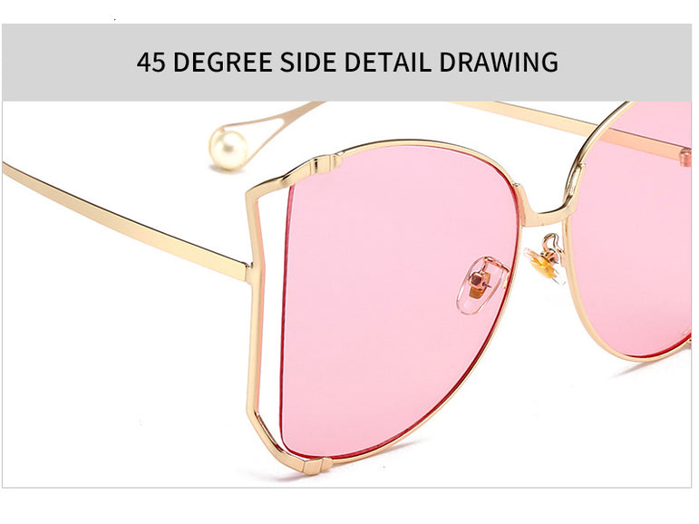 Cute Pearls Half Round Gradient Sunglasses