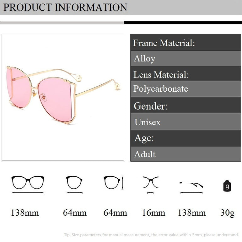 Cute Pearls Half Round Gradient Sunglasses