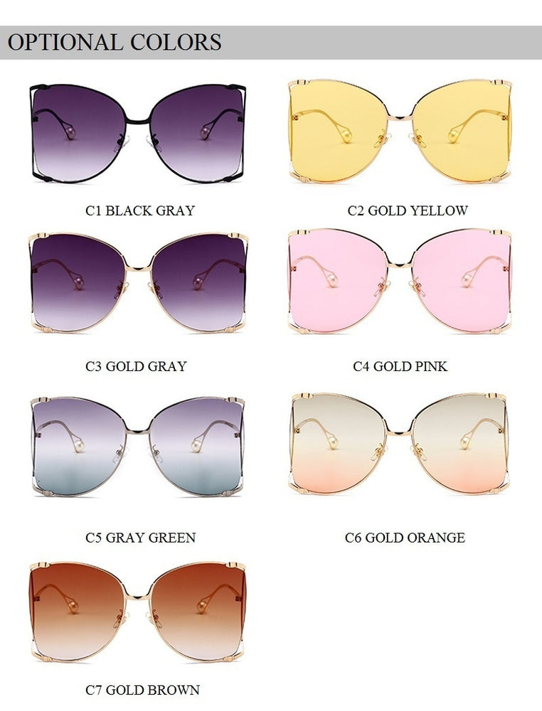 Cute Pearls Half Round Gradient Sunglasses