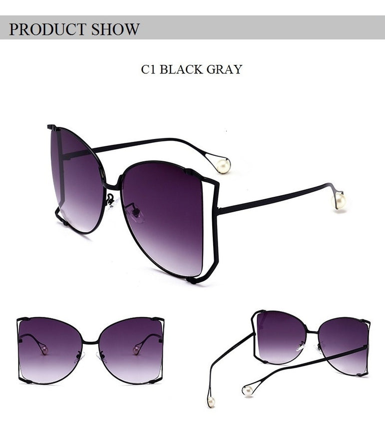 Cute Pearls Half Round Gradient Sunglasses