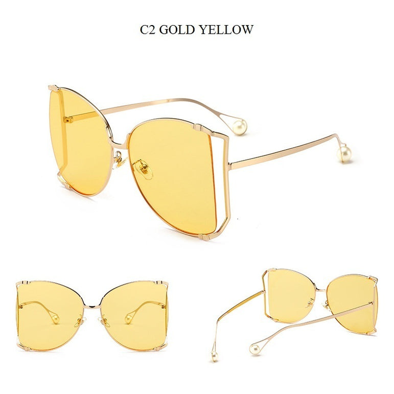 Cute Pearls Half Round Gradient Sunglasses